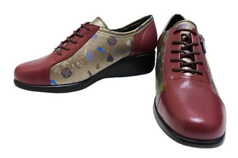 【ナチュラルバック 5283 ワインコンビ】サイドジップ靴紐シューズ